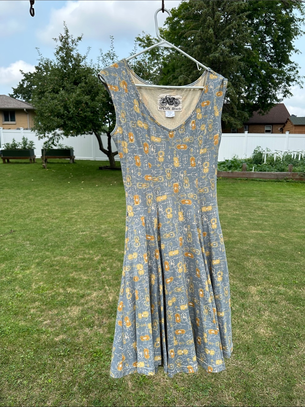 Effie's Heart Gray Dress with Yellow Floral Motif